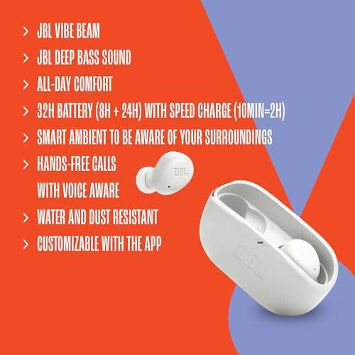 JBL Vibe Buds - True Wireless Earbuds, Smart Ambient, VoiceAware, Up to 32 total hours of battery life with speed charging, Water and dust resistant, JBL Deep Bass Sound (Black) - 3