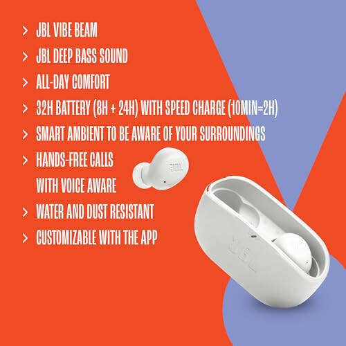 JBL Vibe Buds - True Wireless Earbuds, Smart Ambient, VoiceAware, Up to 32 total hours of battery life with speed charging, Water and dust resistant, JBL Deep Bass Sound (Black) - 3