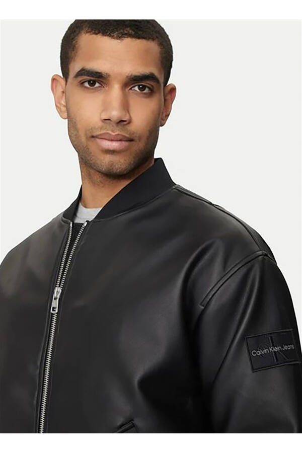 Jeans Black Men's Leather Jacket J30J325601BEH FAUX LEATHER BOMBER - 2