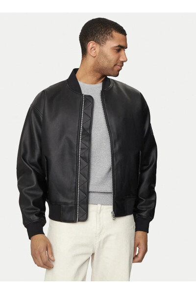 Jeans Qora Erkaklar Teri Ko'ylagi J30J325601BEH FAUX LEATHER BOMBER - 1