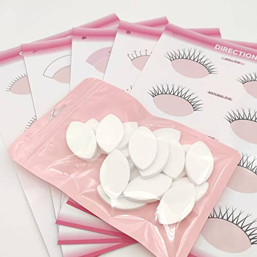 Jegapluso 20 pcs Eye Shaped Practice Sponges and 5 Sheets Lash Mapping Exercise Cards for Eyelash Beginners Lash Extension Supplies - 1