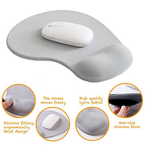 Jel Bilek Destekli Ofis Mousepad'i - Ergonomik Oyun Bilgisayar Masa Mouse Pad Bilek Desteği - Dizayn Oyun Pad Mat Kauçuk Taban Laptop Bilgisayar İçin - Silikon Kaymaz Özel Dokulu Yüzey (02Gri) - 3