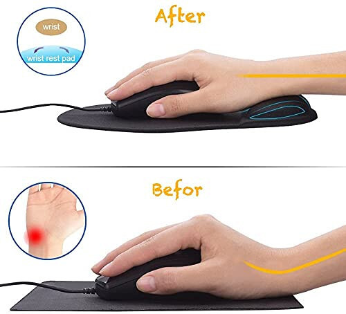 Jel Bilek Destekli Ofis Mousepadı - Ergonomik Oyun Masaüstü Mouse Pad Bilek Desteği - Dizayn Oyun Klavyesi Paspası Kauçuk Taban Dizüstü Bilgisayar İçin - Silikon Kaymaz Özel Dokulu Yüzey (06GüllüKırmızı) - 4