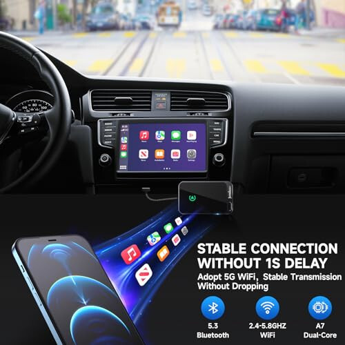 Jemluse Apple uchun simsiz CarPlay adapteri - iPhone uchun avtomashinalarda zavod simli ulanishini simsiz CarPlay Dongle ga o'zgartirish uchun barqaror tez ulanish - iOS 10+ dan ekranga kechikishsiz USB C bilan (Kosmik kulrang) - 2