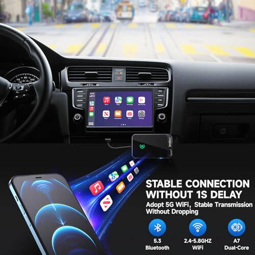 Jemluse Wireless CarPlay Adapter for Apple - Stable Fast Connection for Convert Factory Wired to Wireless CarPlay Dongle Cars for iPhone - No Latency from iOS 10+ to Screen w/USB C (Cosmic Gray) - 2