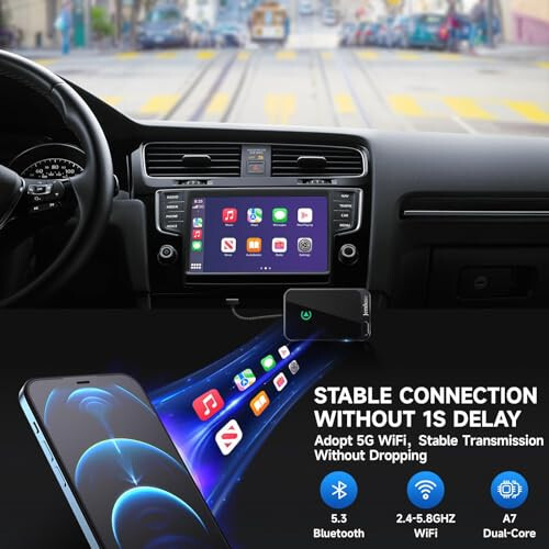 Jemluse Wireless CarPlay Adapter for Apple - Stable Fast Connection for Convert Factory Wired to Wireless CarPlay Dongle Cars for iPhone - No Latency from iOS 10+ to Screen w/USB C (Cosmic Gray) - 9