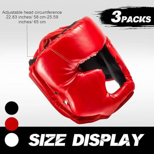 Jenaai 3 Pcs Boxing Head Gear Adjustable Padded Boxing Headgear MMA Training Kickboxing Muay Thai Martial Arts Karate Taekwondo Sparring Boxing Helmet for Adult Men Women Beginner - 2