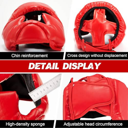 Jenaai 3 Pcs Boxing Head Gear Adjustable Padded Boxing Headgear MMA Training Kickboxing Muay Thai Martial Arts Karate Taekwondo Sparring Boxing Helmet for Adult Men Women Beginner - 3