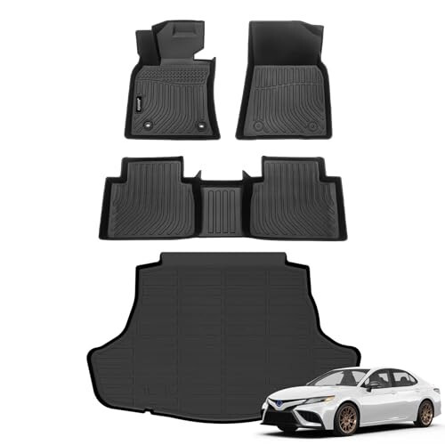 Jenofa - Floor Mats & Cargo Mat Custom for 2018-2024 Camry Hybrid All Weather Trunk Mat Waterproof Floor Liners Full Set Black Accessories - 1