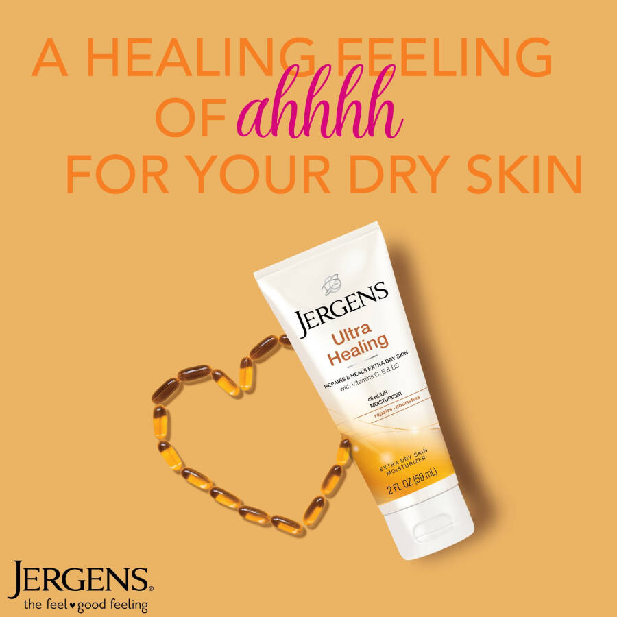 Jergens Ultra Healing Hand and Body Lotion Dry Skin Moisturizer, Vitamins C, E, B5, 2 oz - 2