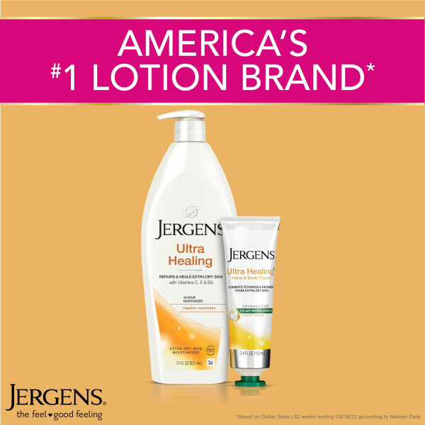 Jergens Ultra Healing Hand and Body Lotion Dry Skin Moisturizer, Vitamins C, E, B5, 2 oz - 8