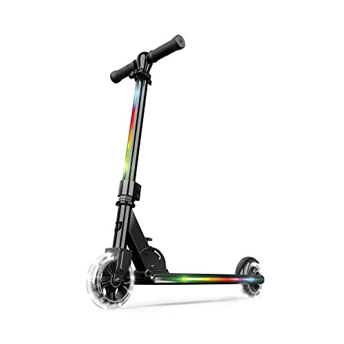 Jetson Mars Kids 2-Wheel Light-Up Kick Scooter, Includes LED Lights on Handlebar, Stem, Wheels & Deck, Adjustable Handlebar, Rear Brake, Lightweight Design, Easy-Folding Mechanism, Ages 5+ - 1