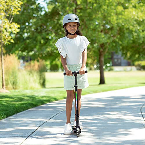 Jetson Mars Kids 2-Wheel Light-Up Kick Scooter, Includes LED Lights on Handlebar, Stem, Wheels & Deck, Adjustable Handlebar, Rear Brake, Lightweight Design, Easy-Folding Mechanism, Ages 5+ - 2