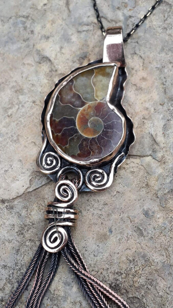 JEWELLERY Ammonite Fossil Natural Stone Design Women's Necklace - 1