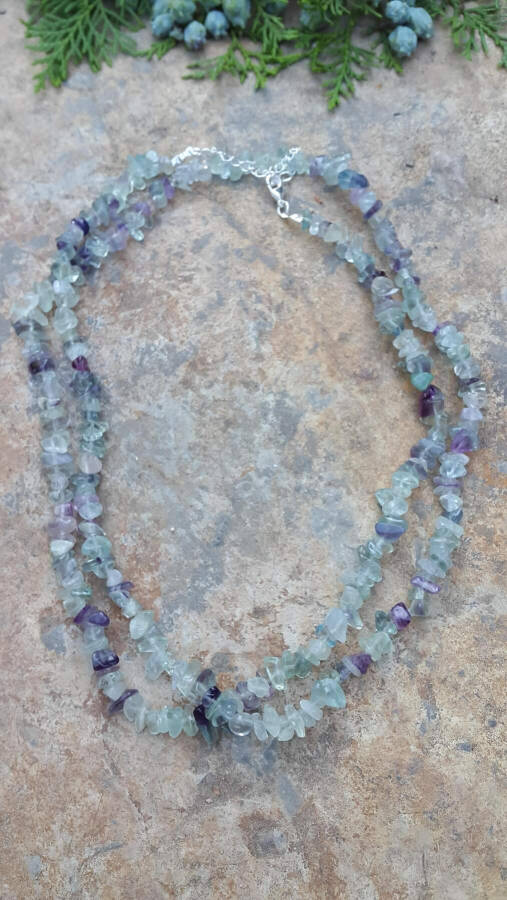 JEWELLERY Fluorite Natural Stone Double Row Ladies Necklace - 1