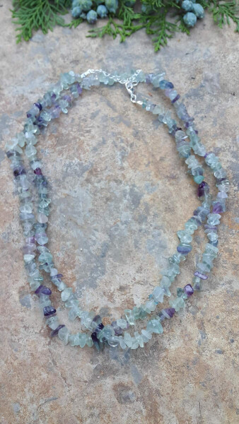 JEWELLERY Fluorite Natural Stone Double Row Ladies Necklace - 3