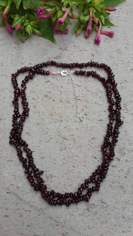 JEWELLERY Ruby Natural Stone Double Row Ladies Long Necklace - 1