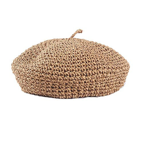 JH JOEJERRY Straw Beret Summer French Beret Hats for Women Artist Crochet Beret - 4