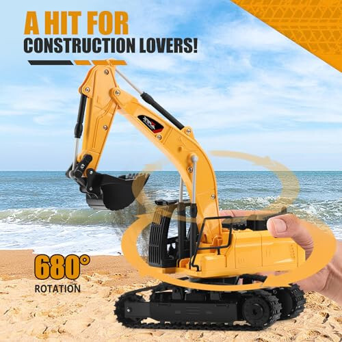 Jiakora Remote Control Excavator Toys for Boys, RC Excavator Toy for Boys 3 4 5 6 7 8 Year Old Kids Christmas Birthday Gift，RC Digger Truck Construction Vehicles with Metal Shovel & Light - 5