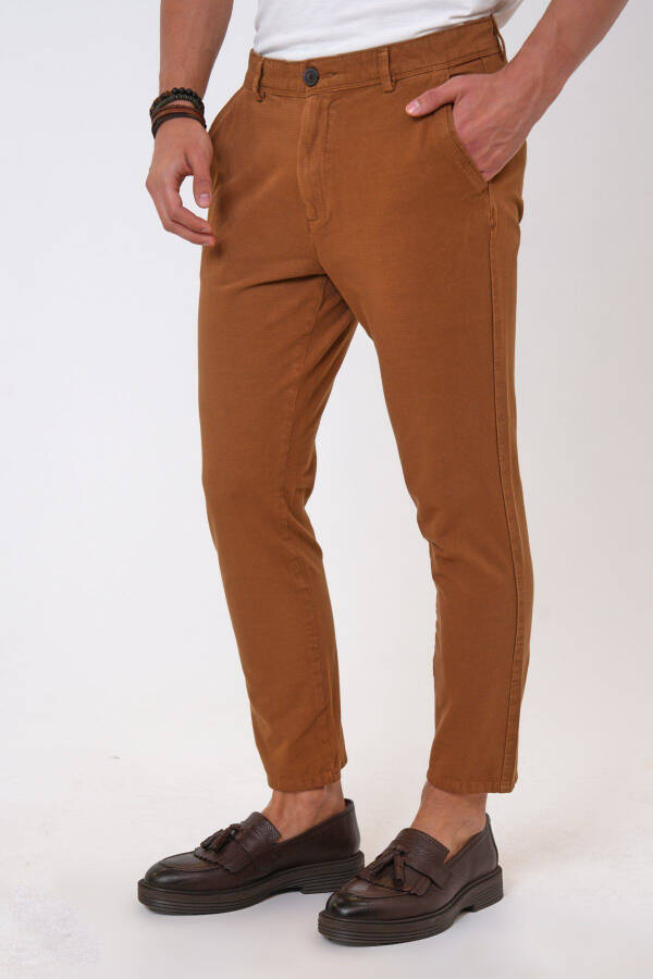 Jigarrang Slim Fit Paxta Chino Shimlari - 2