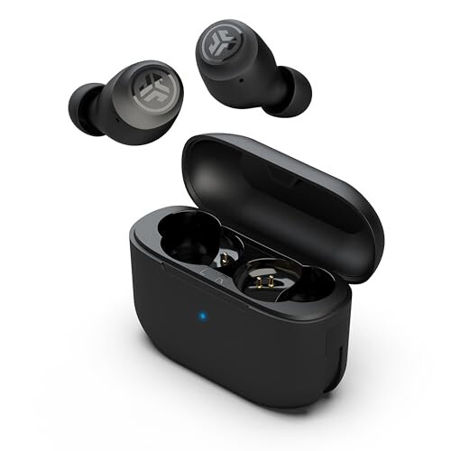 JLab Go Air Pop True Wireless Bluetooth Earbuds + Charging Case, Black, Dual Connect, IPX4 Sweat Resistance, Bluetooth 5.1 Connection, 3 EQ Sound Settings Signature, Balanced, Bass Boost - 1