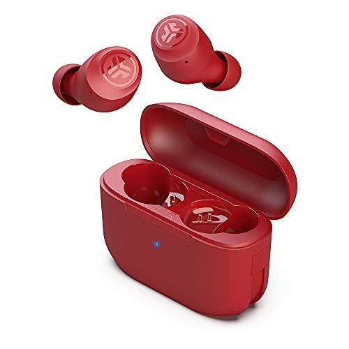 JLab Go Air Pop True Wireless Bluetooth Earbuds + Charging Case, Rose Red, Dual Connect, IPX4 Sweat Resistance, Bluetooth 5.1 Connection, 3 EQ Sound Settings Signature, Balanced, Bass Boost - 1