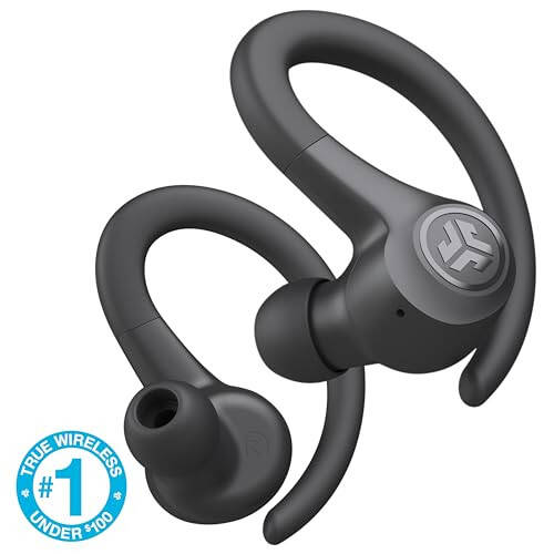 JLab Go Air Sport, Kablosuz Spor Kulaklıkları, C3 Net Arama Özelliği, Güvenli Kulak Kancası Spor Tasarımı, 32+ Saat Bluetooth Oynatma Süresi ve 3 EQ Ses Ayarı (Grafit/Siyah) - 2