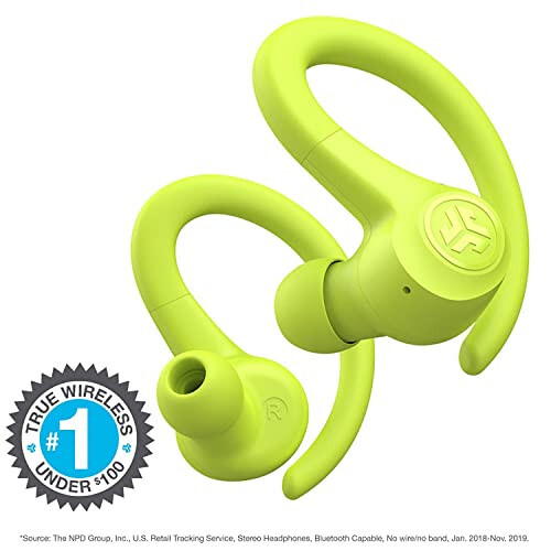 JLab Go Air Sport True Wireless Earbuds, Yellow, Featuring C3 Clear Calling, Secure Earhook Sport Design, 32+ Hour Bluetooth Playtime, and 3 EQ Sound Settings - 2