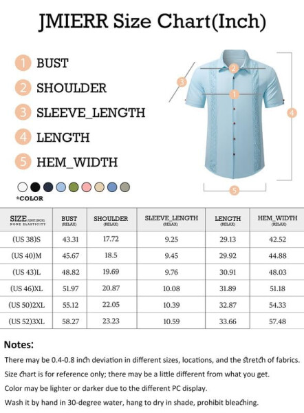 JMIERR Mens Cotton Linen Guayabera Shirts Casual Button Up Short Sleeve Summer Beach Shirt - 5