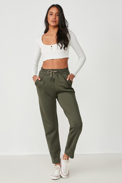 Jogger Pants with Elastic Waistband and Cuffs 810 Khaki - 2