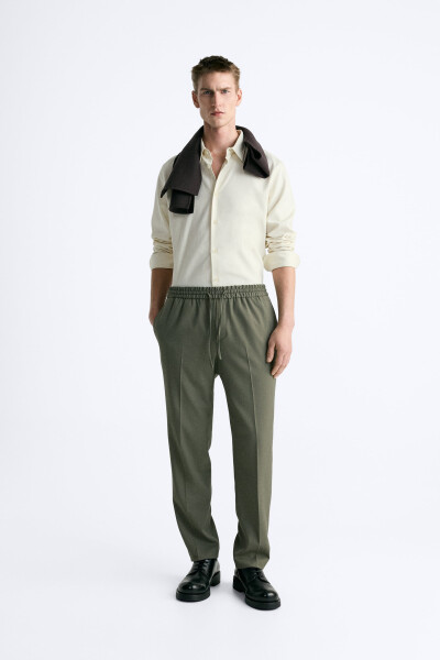 Jogger Waist Comfort Pants - Dark Khaki - 19