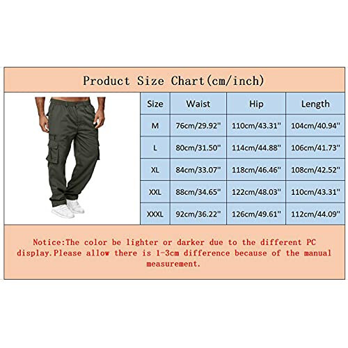 Joggers for Men Cargo, Men's Pants Slim Fit Sport Jogger Sweatpant Drawstring Pants Outdoor Trousers with Pockets - 3