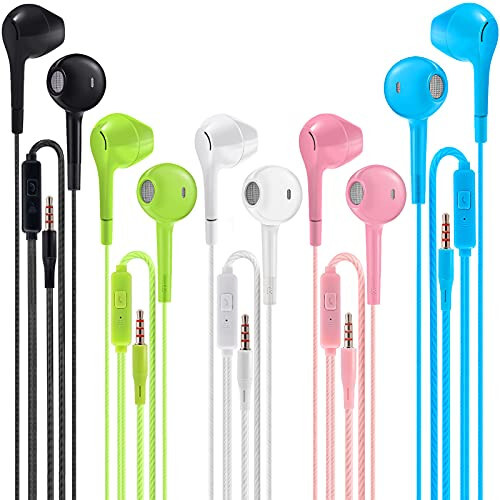 Jogteg Earbuds Headphones with Microphone Pack of 5, Noise Isolating Wired Earbuds, Earphones with Powerful Heavy Bass Stereo, Compatible with Android, Phone, Laptops, MP3 and Most 3.5mm Interface - 1