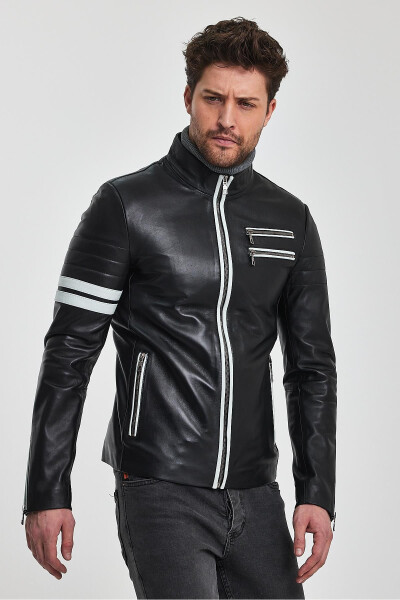 Johan Black Leather Jacket - 11