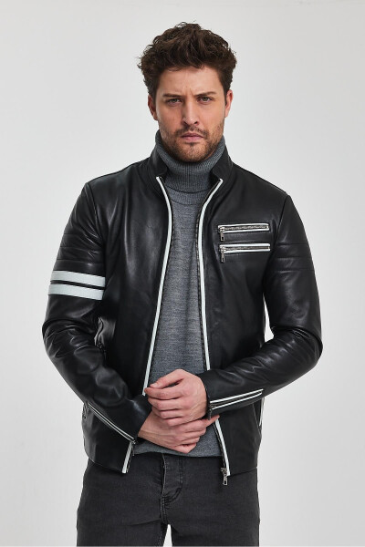 Johan Black Leather Jacket - 13