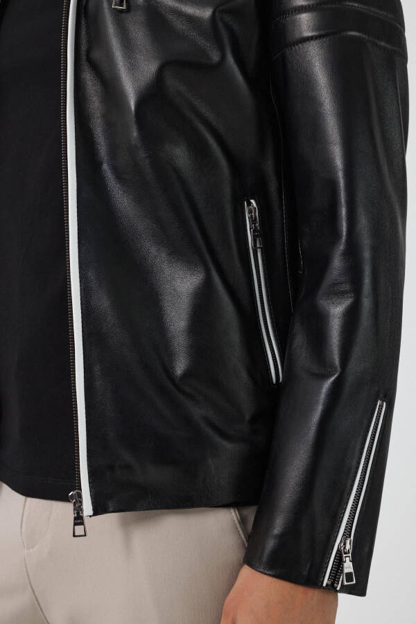 Johan Black Leather Jacket - 7