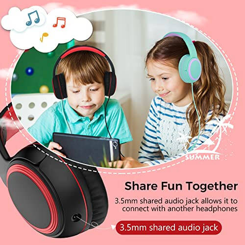 JOMILIN A10 Kids Headphones with Microphone, Lightweight Folding Stereo Bass Headphones with 1.5M No-Tangle Cord, Portable Wired Headphones for Smartphone Tablet Computer MP3 / 4 (Black) - 4