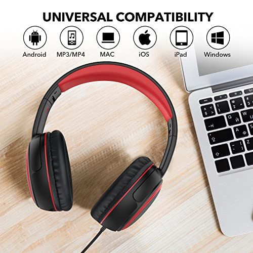 JOMILIN A10 Kids Headphones with Microphone, Lightweight Folding Stereo Bass Headphones with 1.5M No-Tangle Cord, Portable Wired Headphones for Smartphone Tablet Computer MP3 / 4 (Black) - 6