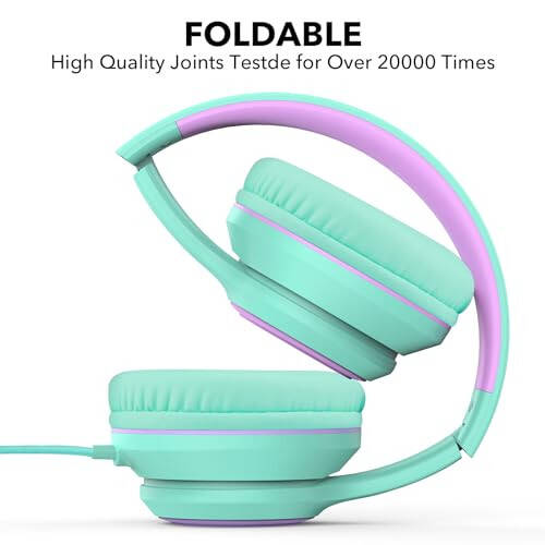 JOMILIN A8 Kids Headphones with Microphone, Lightweight Folding Stereo Bass Headphones with 1.5M No-Tangle Cord, Portable Wired Headphones for Smartphone Tablet Computer MP3 / 4 (Green) - 3