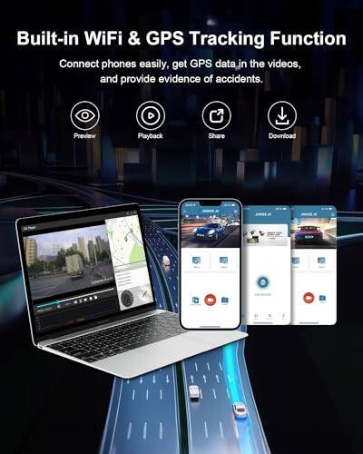 JOMISE 4K Ön ve Arka Dash Cam, 3.16” IPS Dokunmatik Ekran, 64GB Kart Dahil, Arabalar için Çift Dash Kamera, Dahili GPS Wi-Fi, UHD 2160P Gece Görüşü, WDR, 24 Saat Park Etme Monitörü (J6) - 6
