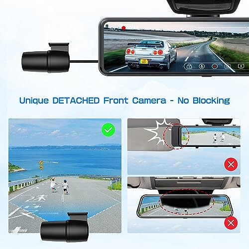 JOMISE 4K+2.5K Detached Rear View Mirror Camera, 10.88