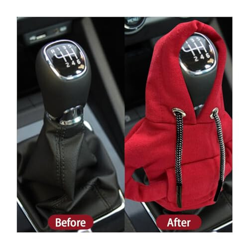 JOYCOURT Car Gear Shift Hoodie, Fashionable Gear Shift Knob Cover, Mini Hoodie for Auto Shifter, Auto Interior Cute Gadgets, Universal Car Decor Accessories - 5