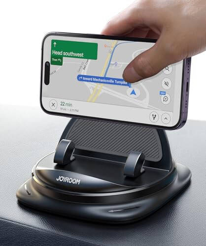 JOYROOM Phone Mount for Car, [Adjustable Spring Design] Dashboard Cell Phone Holder Car, 360° Rotatable Car Phone Holder Mount with Non-slip Silicone, Compatible with iPhone, Samsung, Other Smartphone - 1