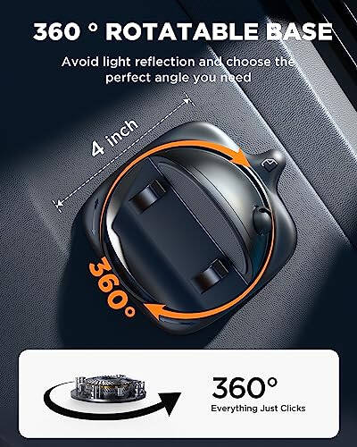 JOYROOM Phone Mount for Car, [Adjustable Spring Design] Dashboard Cell Phone Holder Car, 360° Rotatable Car Phone Holder Mount with Non-slip Silicone, Compatible with iPhone, Samsung, Other Smartphone - 4