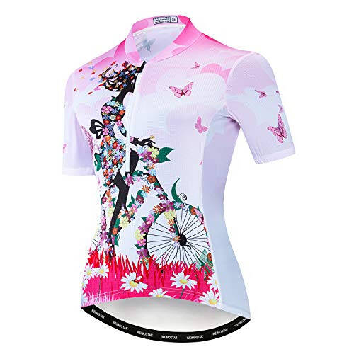 JPOJPO Women's Cycling Jersey Short Sleeve Bike Shirt Half Zipper Road Bicycle Biking Tops CF3 - 1