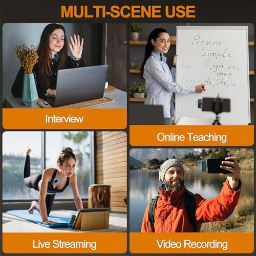 Jubolion Kablosuz Yakalı Mikrofon iPhone, iPad, Android İçin - 100FT İletim, 360° Çok Yönlü HD Yüksek Hassasiyetli Mikrofon Röportaj, Video Podcast, Vlog, YouTube, TikTok İçin - 7