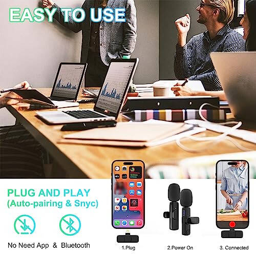 JUDKIOM 2 Pack Wireless Lavalier Microphone for iPhone iPad, Professional Lapel Mics, Wireless Mic Plug-Play, Lapel Microphone for Video Recording Interview Conference Podcast Vlog YouTube TikTok - 2