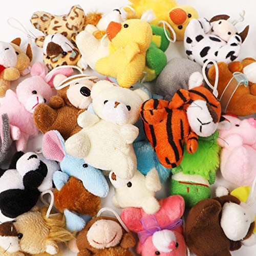 Juegoal Mini Animal Plush Toy Set, Aitbay Cute Small Stuffed Animal Keychain Set, Goodie Bag Fillers, Carnival Prizes for Kids, Assortment Kids Valentine Gift Easter Egg Filler Party Favors - 2