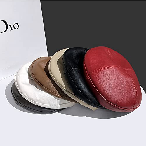 JUENAWMIU Women Beret Hat PU Leather Beret French Beret Artist Beret Cap French Hat - 13