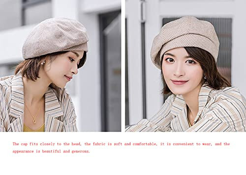 JUENAWMIU Women Winter Classic Beret Hat Newsboy Cap Painter Hats Houndstooth Beret Hats - 2